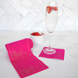 Blush Bubbles Cocktail Napkins Gold Border