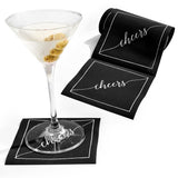 Midnight Toast (Silver Cheers/Black) Cocktail Napkin