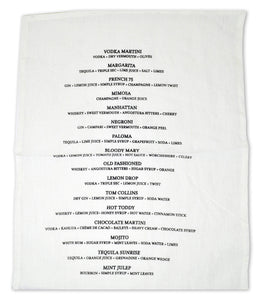 Linen Bar Towel With Drink Recipes